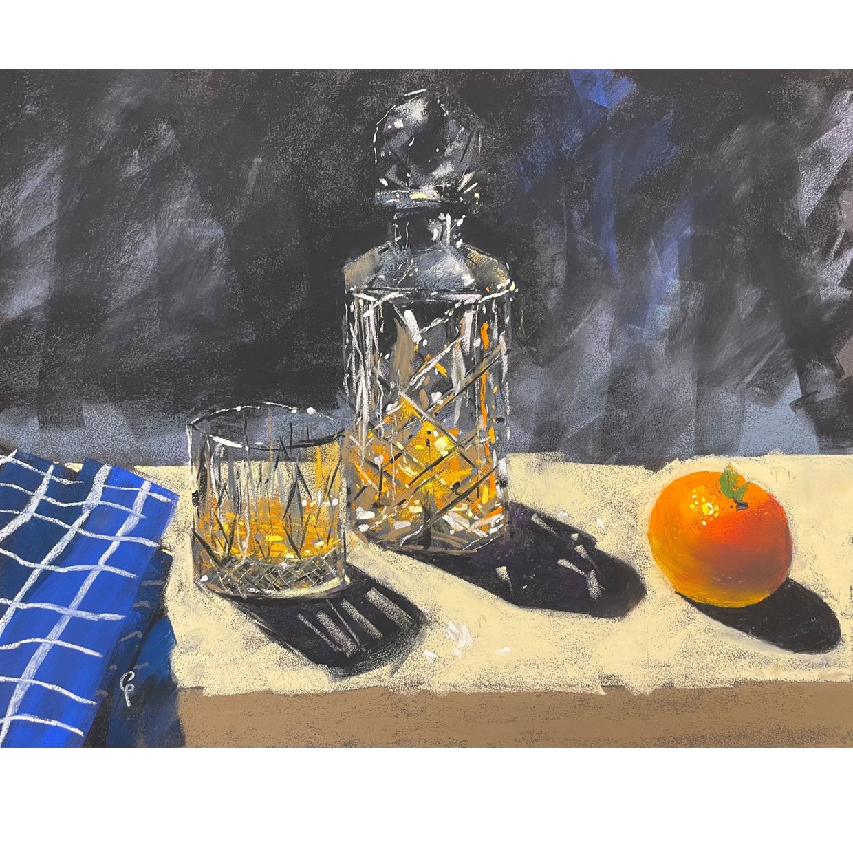 Whiskey Decanter With Orange And Towel