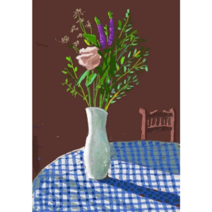 Flowers in a White Vase with Chair