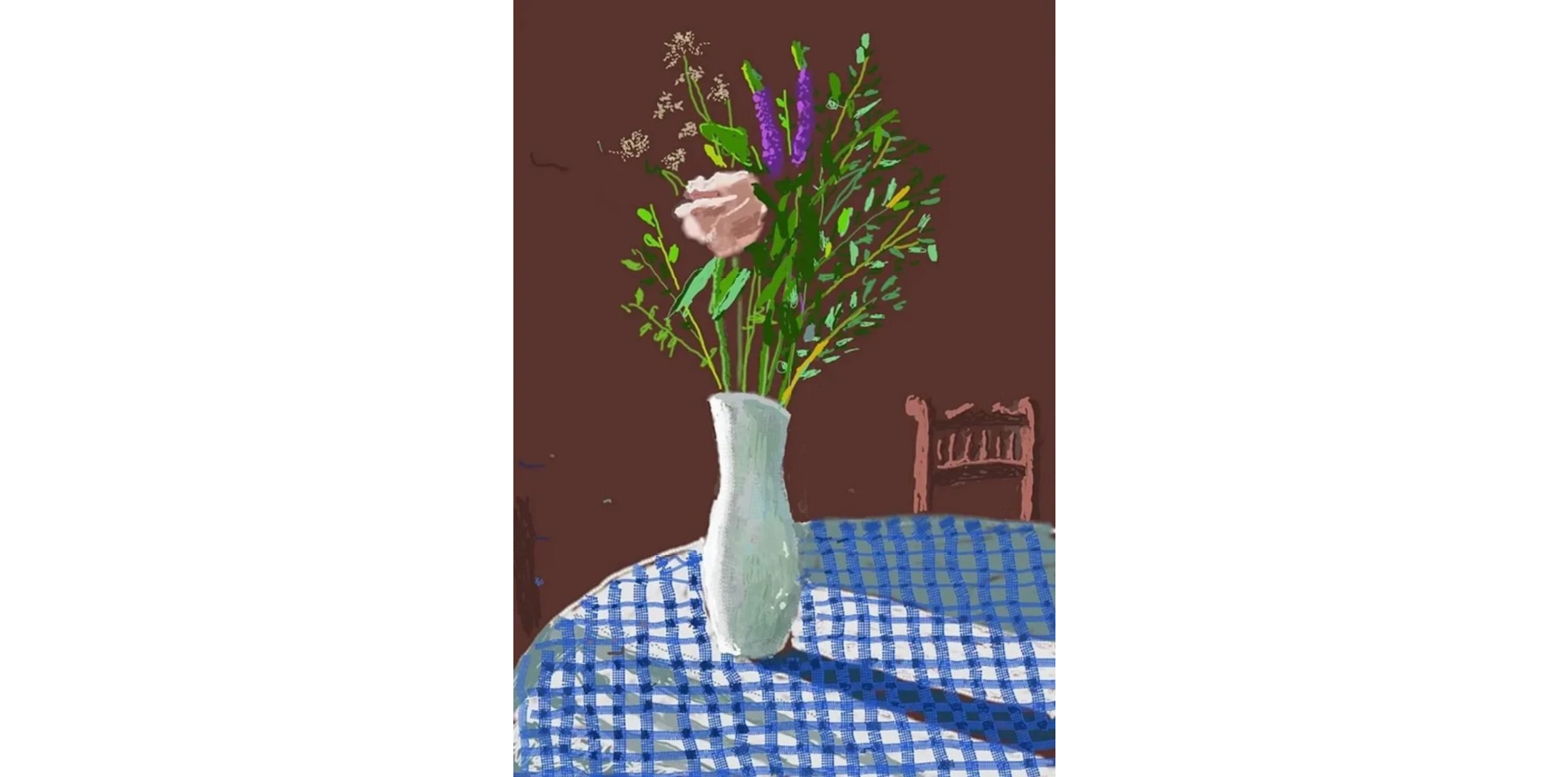 Flowers in a White Vase with Chair