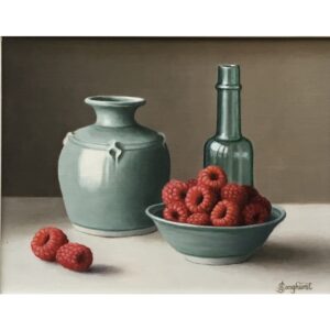 Celadon Bowl with Raspberries
