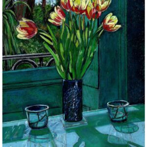 Tulips in a Blue Room