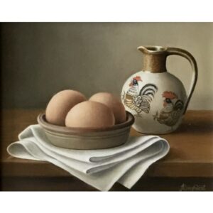 Cockerel Jug with Eggs