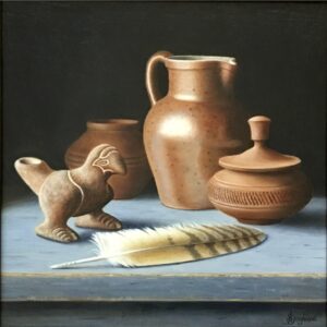 Colima Parrot with French Jug and Cuban Pots