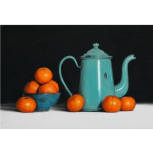 Coffee Pot, Bowl & Oranges